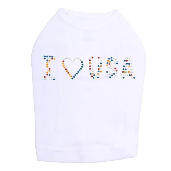 I Love USA Rhinestone Dog Tank