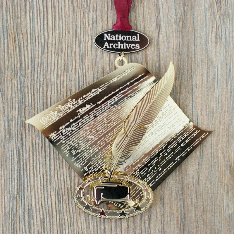 U.S. Constitution with Quill Brass Ornament