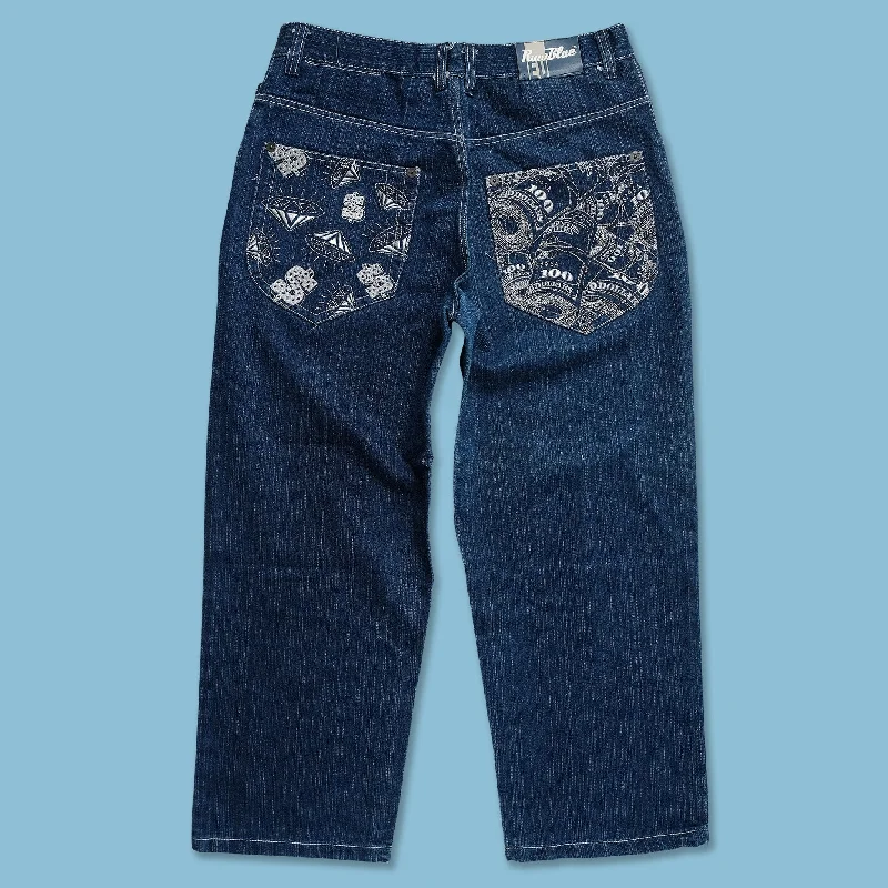 Y2K Raw Blue Baggy Jeans 36x29