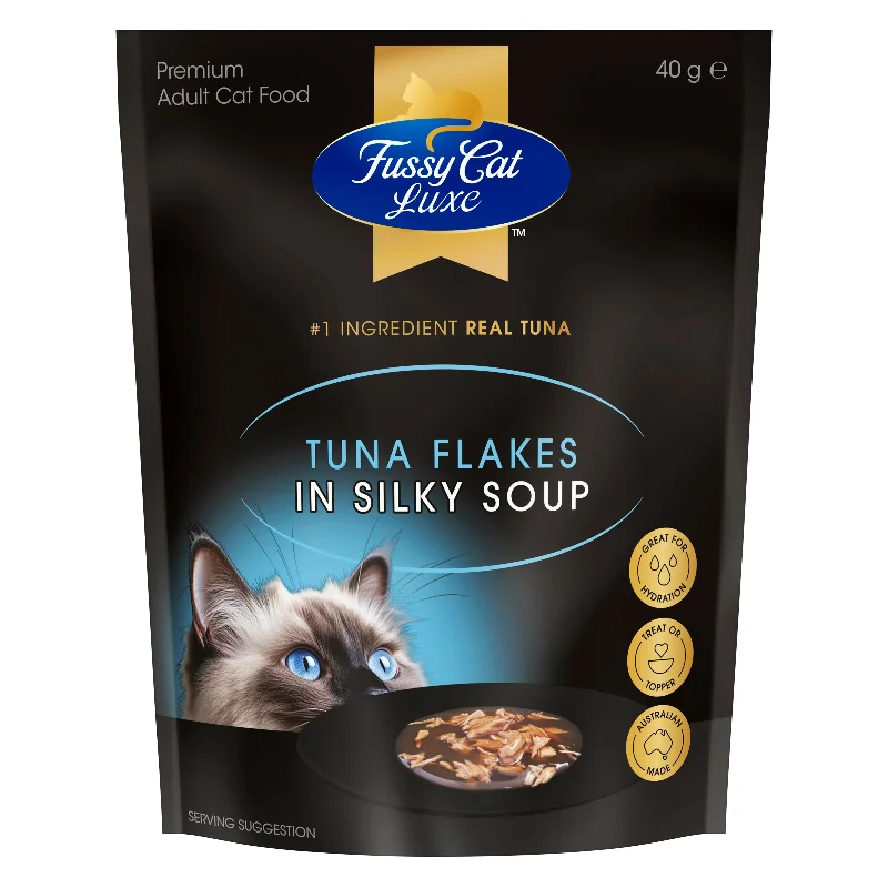 - Affordable cat food with good quality Fussy Cat Luxe Tuna Flakes in Silky Soup 40g - Affordable cat food with good quality Fussy Cat Luxe Tuna Flakes in Silky Soup 40g
