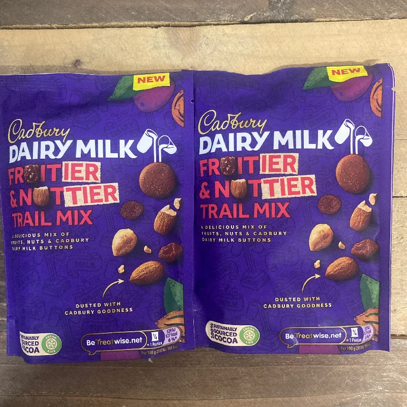 3x Cadbury Dairy Milk Chocolate Fruitier & Nuttier Trail Mix Bags (3x100g)
