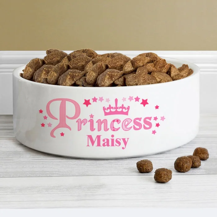 Personalised Princess Medium 14cm White Pet Bowl