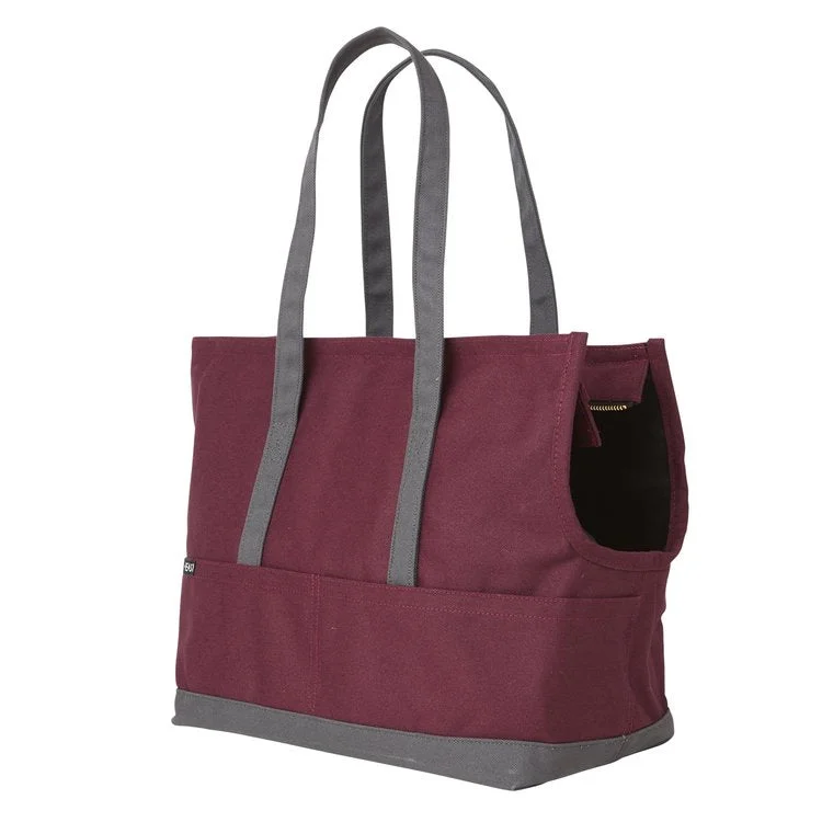 LOVE THY BEAST | Canvas Pet Tote in Maroon & Dark Grey