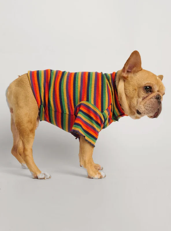 Pet cotton clothesVelvet Goldmine Striped Dog Tee
