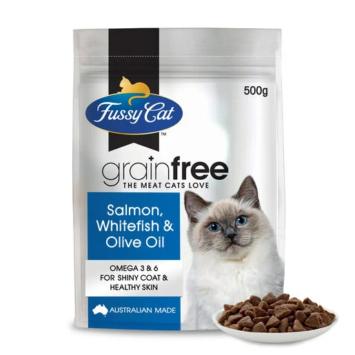 . **Special Needs** Fussy Cat Grain Free Salmon, Whitefish and Olive Oil Dry Cat Food 500g . **Special Needs** Fussy Cat Grain Free Salmon, Whitefish and Olive Oil Dry Cat Food 500g