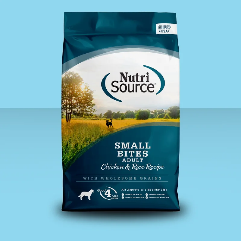 - High protein dog foodNutrisource Adult Chicken & Rice Small Bites 12#