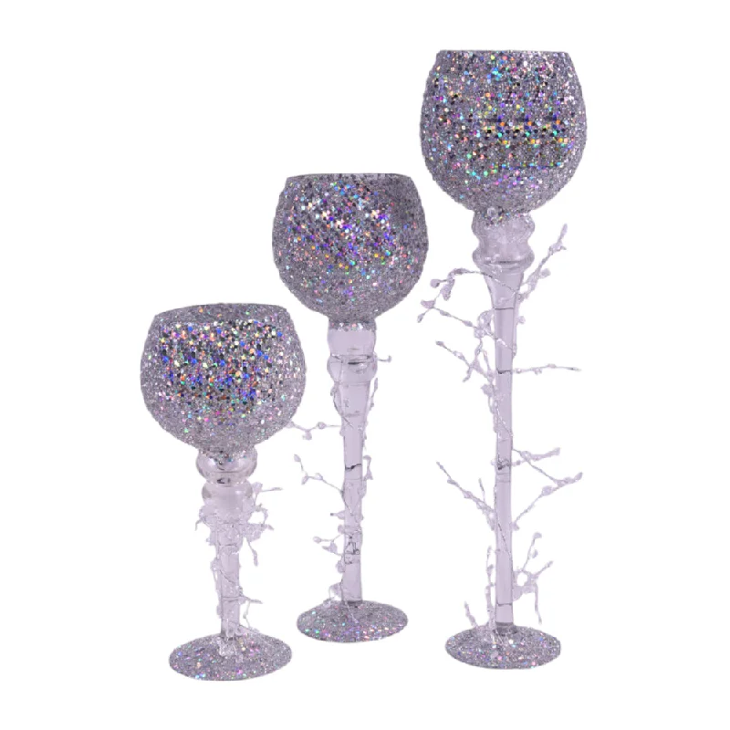 GLASS DECORATION 3PC SET IR C25-58SILVER