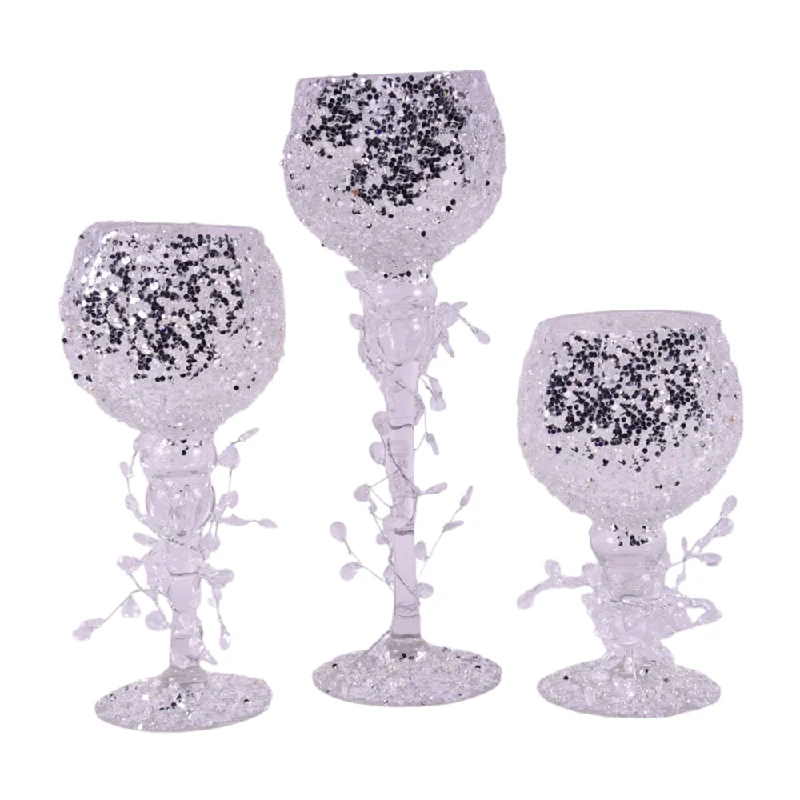 GLASS DECORATION 3PC SET IR C18-57SILVER