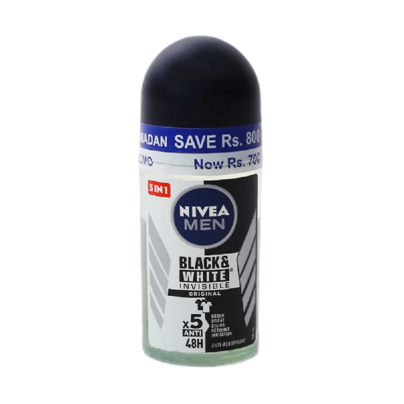 NIVEA ROLL ON BLACK & WHITE INVISIBLE ORIGINAL FOR MEN 50 ML