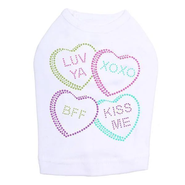 Candy Conversation Hearts Rhinestone Dog Tank