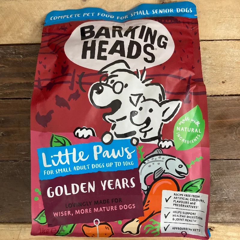 2x Barking Heads Little Paws Golden Years with Chicken Dry Dog Food (2x1kg)