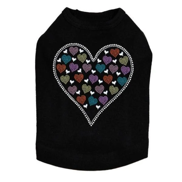 Heart With Multicolor Rhinestud Hearts Rhinestone Dog Tank