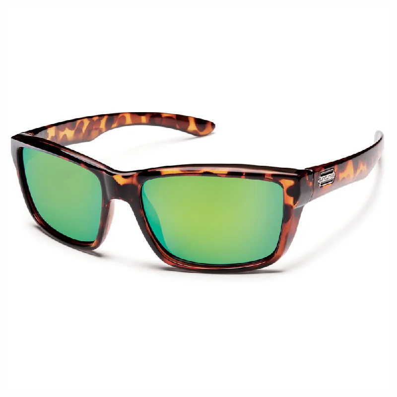 Suncloud Mayor Injection Molded Sunglasses Medium in Tortoise Brown/Green Mirror
