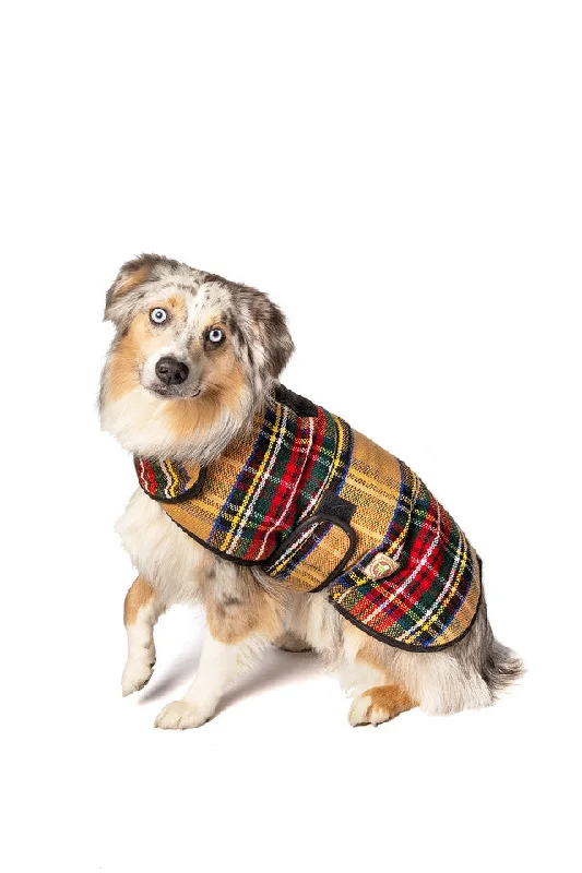 Pet Christmas clothesTan Tartain Coat