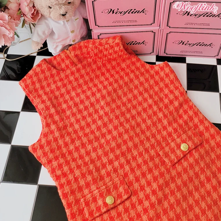 Wooflink Tweed Dress for Mom - Orange