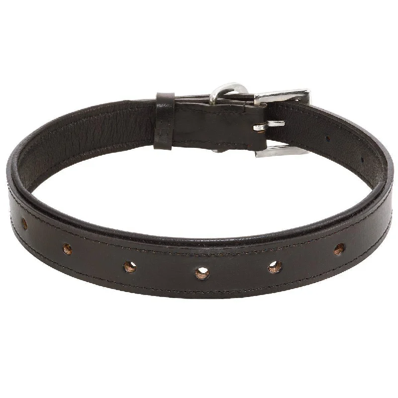 Customizable Charm Leather Dog Collar Black