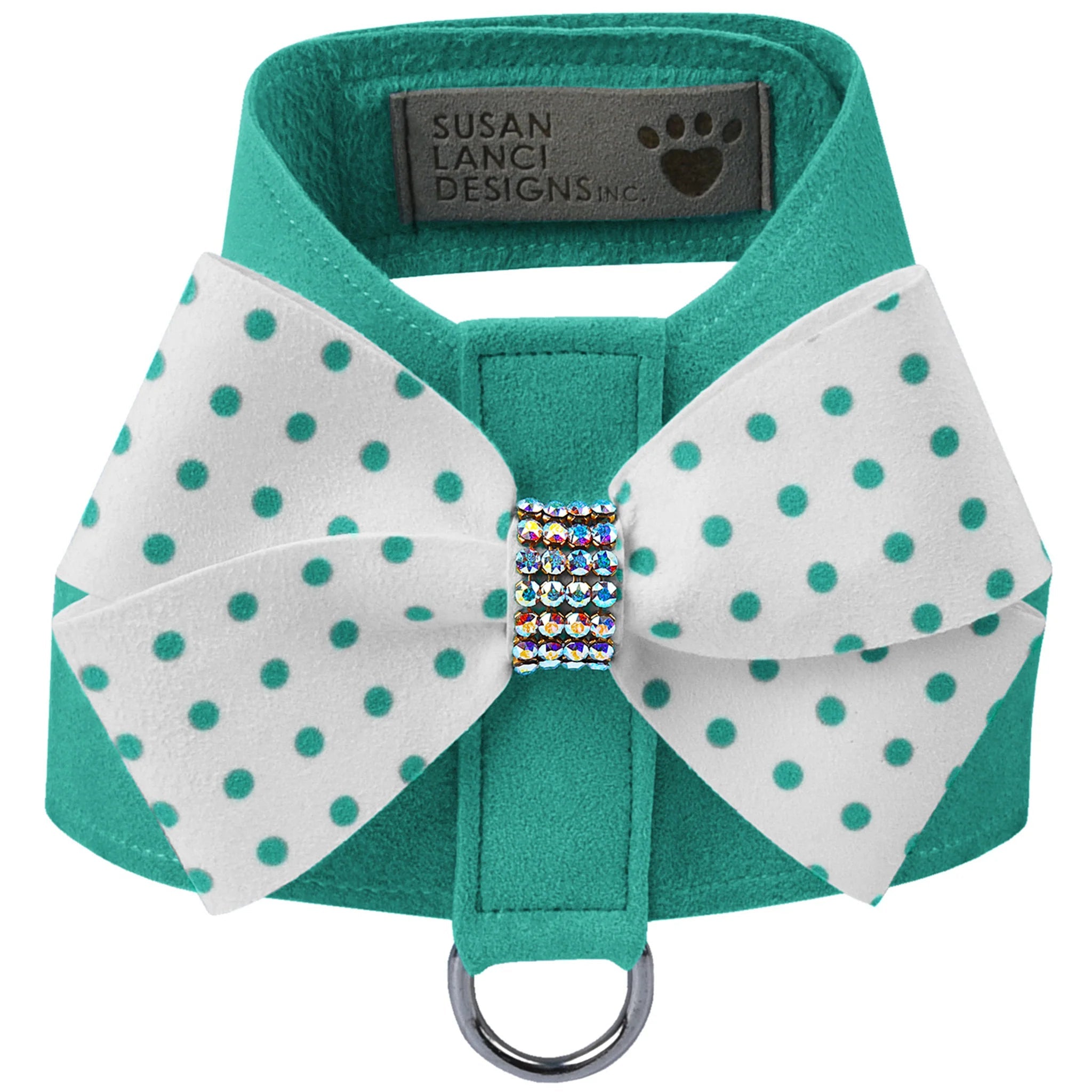 Susan Lanci Bimini Polka Dot Nouveau Bow Tinkie Harness with Ab Crystal