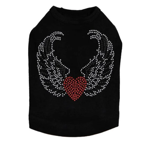 Heart With Wings #1 Rhinestone Dog Tank