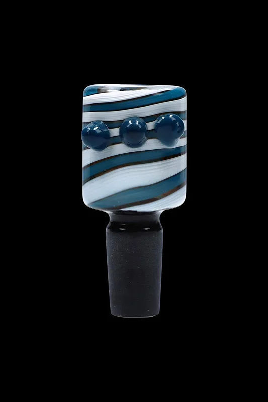 Glass Bowl with Colored Stripes and Glass Marbles