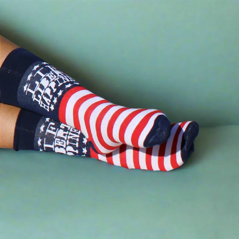 Life Liberty Happiness Patriotic Crew Socks