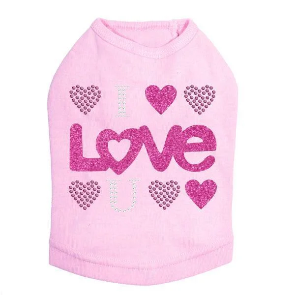 I Love You Rhinestone Dog Tank