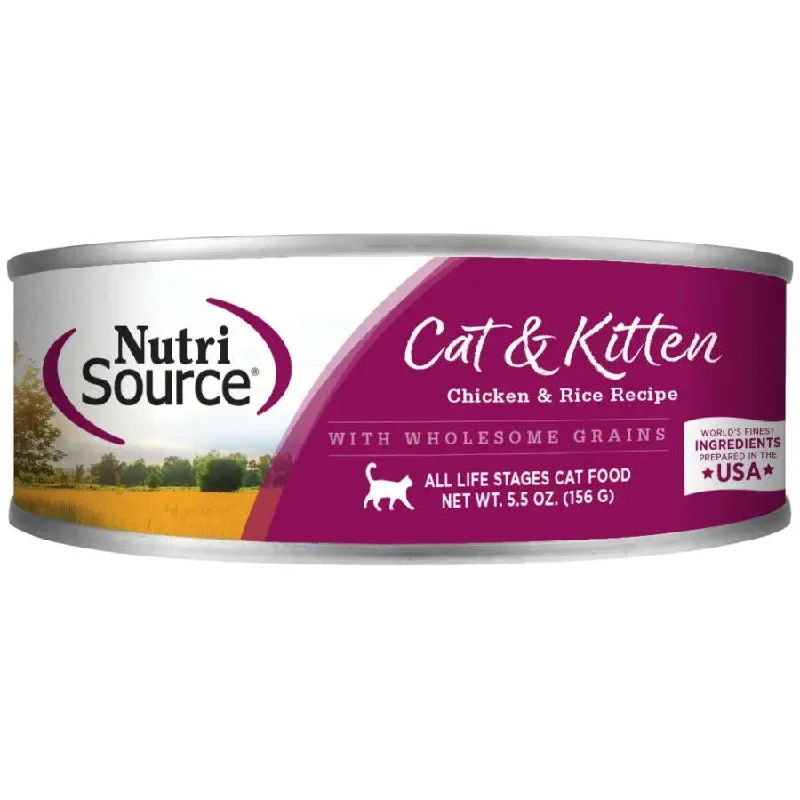 NutriSource Cat & Kitten All Life Stages Canned Cat Food 12ea/5.5 oz