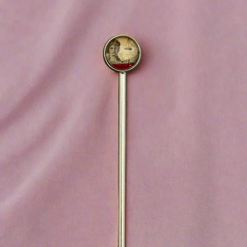 Red Tape Hair Stick with Historic Graphic