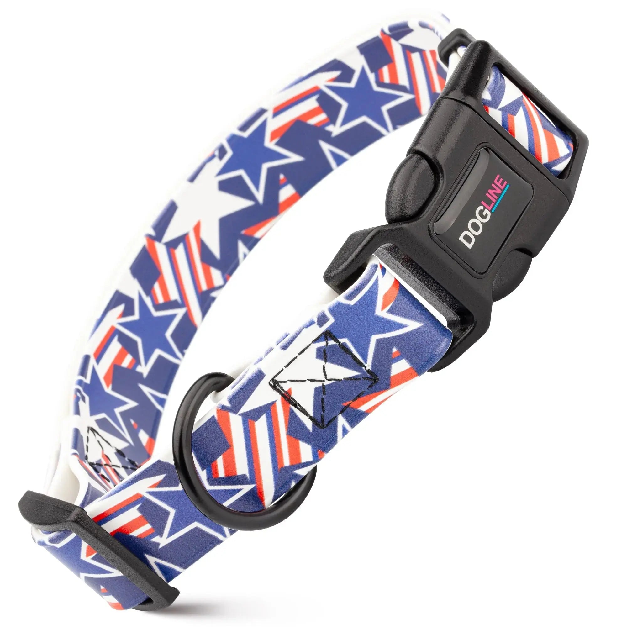 Dogline Biothane Printed Flag Dog Collar with Quick Release Buckle