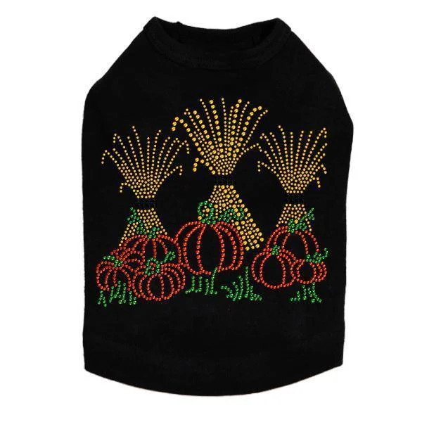 Hay Stacks And Pumpkins Rhinestone Dog Tank