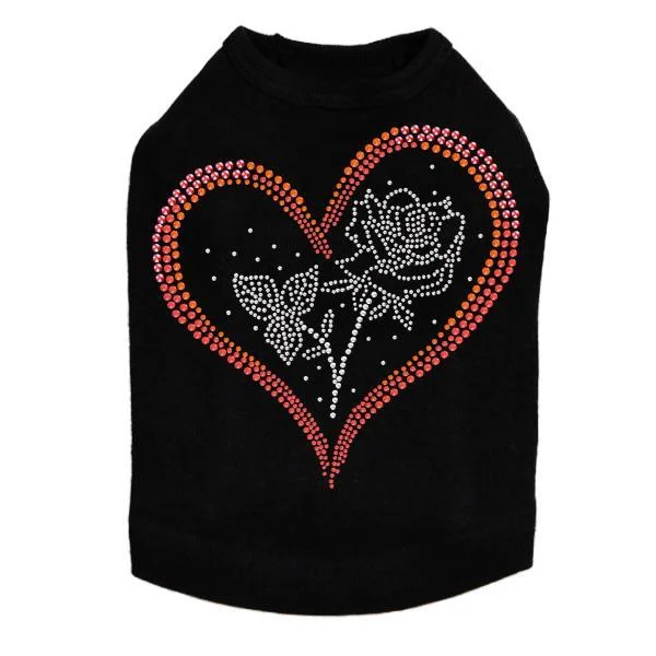 Heart With Rose Rhinestone Dog Tank