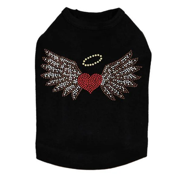 Heart With Wings And Halo Rhinestone Dog Tank