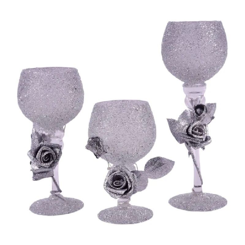 GLASS DECORATION 3PC SET IR C18-9SILVER