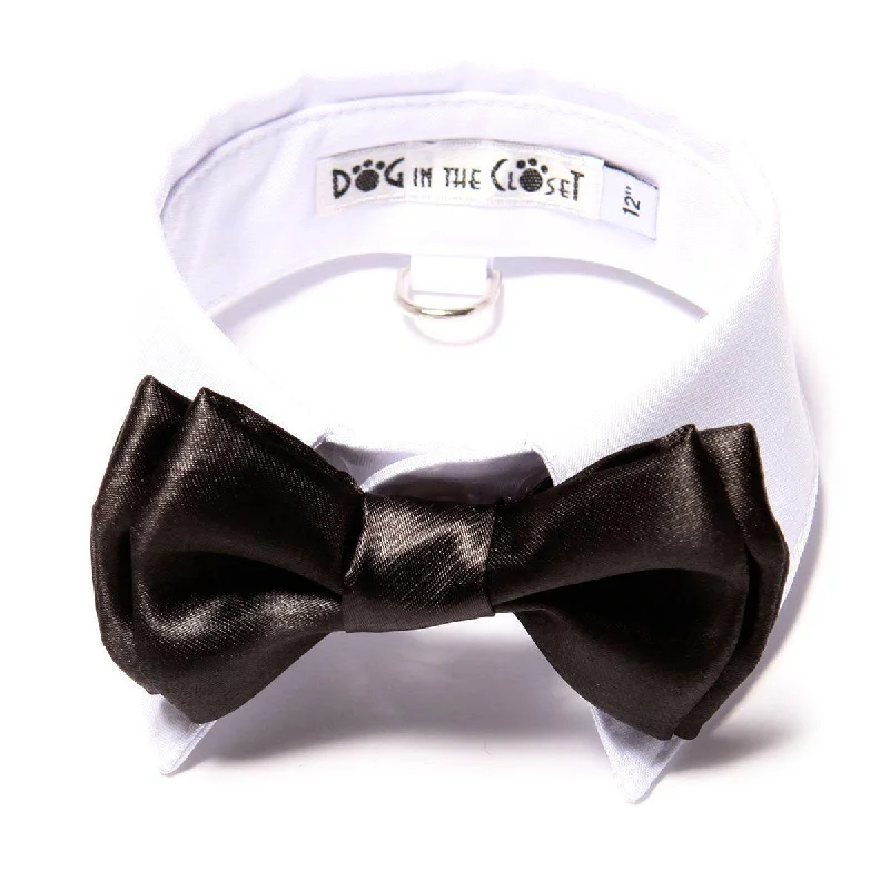 White Shirt Collar With Black Dog Bow Tie Size 18