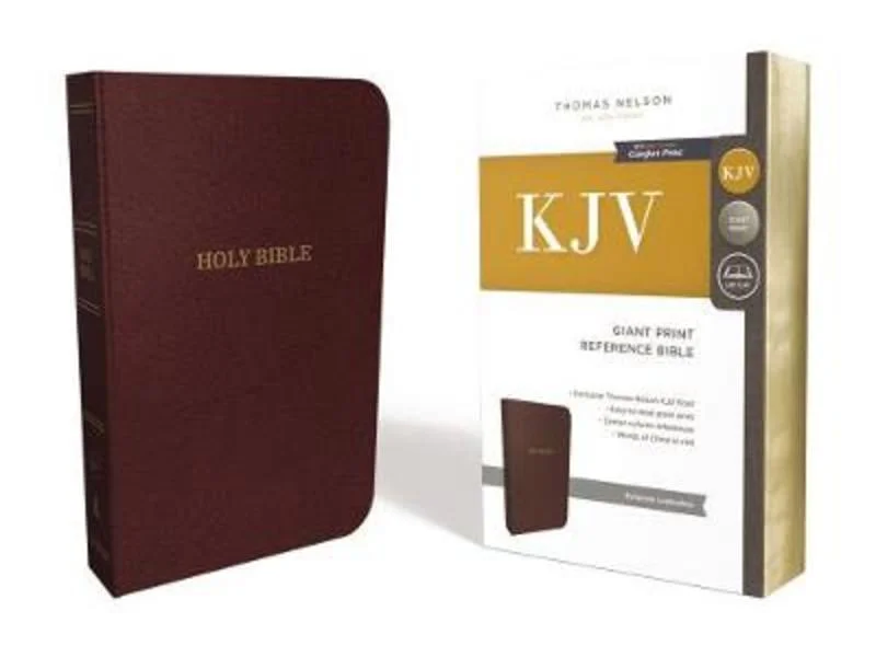KJV Holy Bible, Giant Print Center-Column Reference Bible, Burgundy Leather-look, 53,000 Cross References, Red Letter, Comfort Print: King James Version