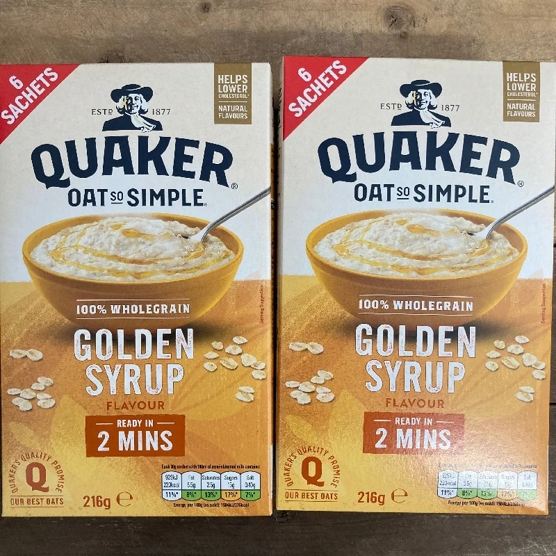 12x Quaker Oat So Simple Golden Syrup Porridge Sachets (2 Packs of 6x36g)