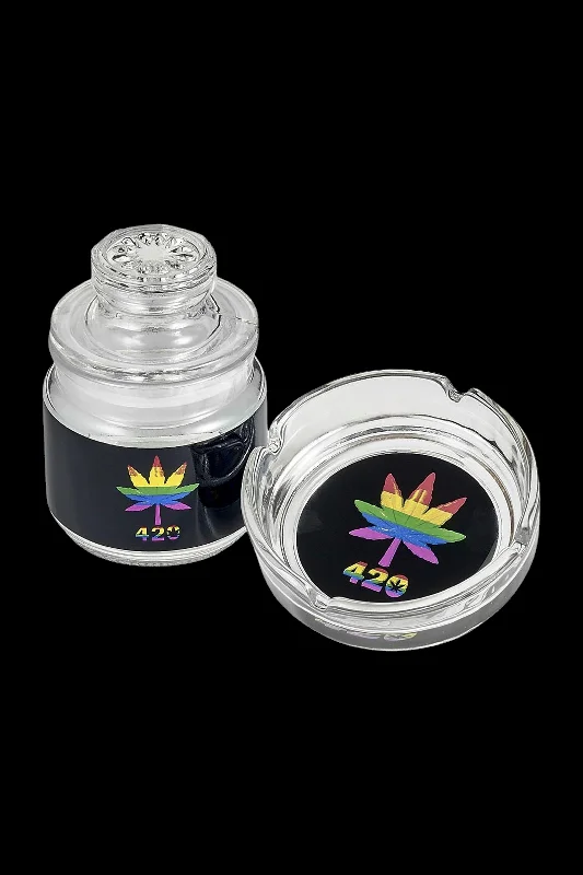 Roast & Toast Rainbow Leaf Ashtray & Stash Jar Set