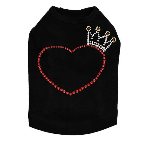 Heart With Crown Rhinestone Dog Tank