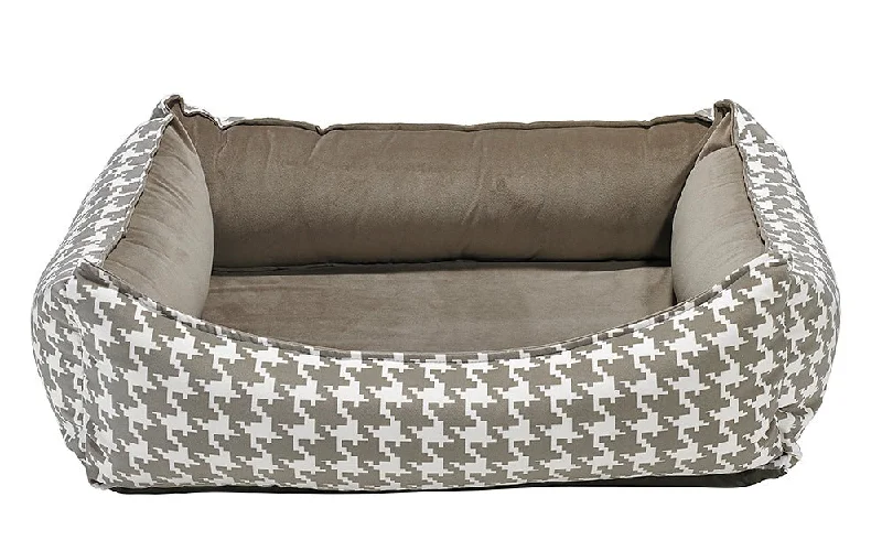 Limited Edition Reversible Microvelvet Crescent Bed- Taupe Check