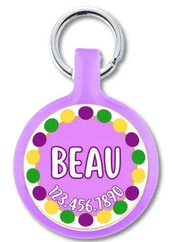 Mardi Gras Pom Pom ID Tag